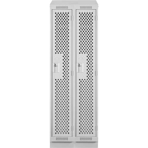 Clean Line Lockers, Bank of 2, 24" x 18" x 82", Steel, Grey, Rivet (Assembled), Perforated Nuna Depot Inc.