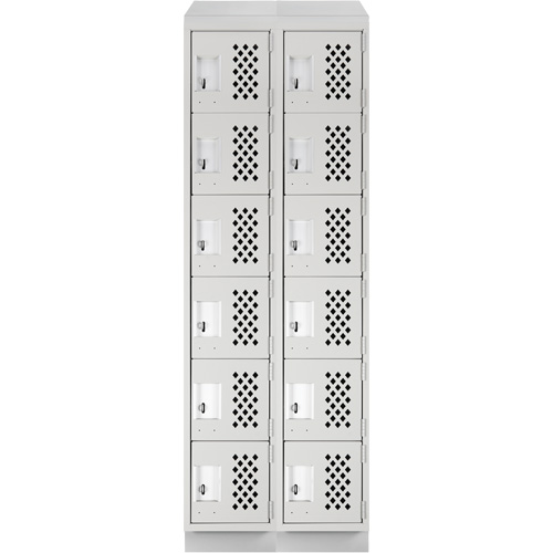 Assembled Lockerettes Clean Line Perforated Economy Lockers, 6 -tier, Bank of 2, 18" x 72" x 12", Steel Nuna Depot Inc.