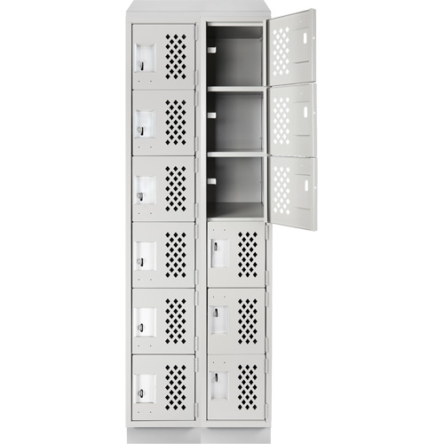 Assembled Lockerettes Clean Line Perforated Economy Lockers, 6 -tier, Bank of 2, 18" x 72" x 12", Steel Nuna Depot Inc.