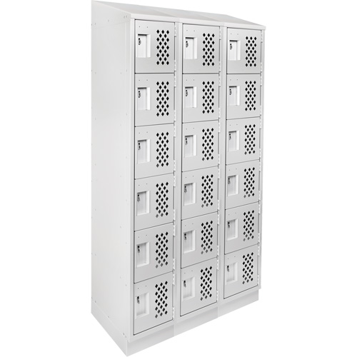 Assembled Lockerettes Clean Line Perforated Economy Lockers, 6 -tier, Bank of 3, 18" x 72" x 12", Steel Nuna Depot Inc.