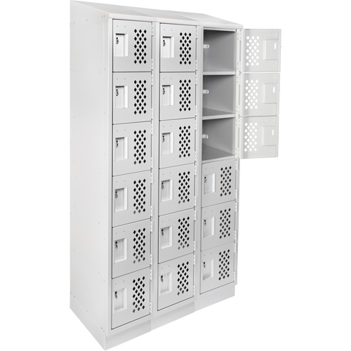 Assembled Lockerettes Clean Line Perforated Economy Lockers, 6 -tier, Bank of 3, 18" x 72" x 12", Steel Nuna Depot Inc.