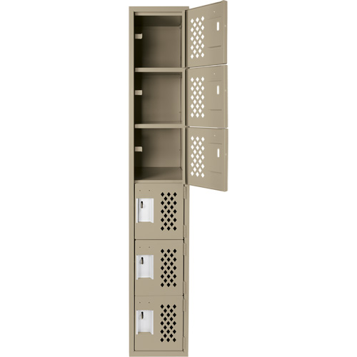 Clean-Line Perforated Lockerette, 6 -tier, 15" x 72" x 12", Steel Nuna Depot Inc.