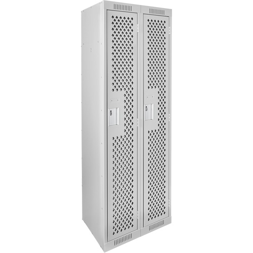 Clean Line Lockers, 2 -tier, 12" x 12" x 72", Steel, Grey, Rivet (Assembled), Perforated Nuna Depot Inc.