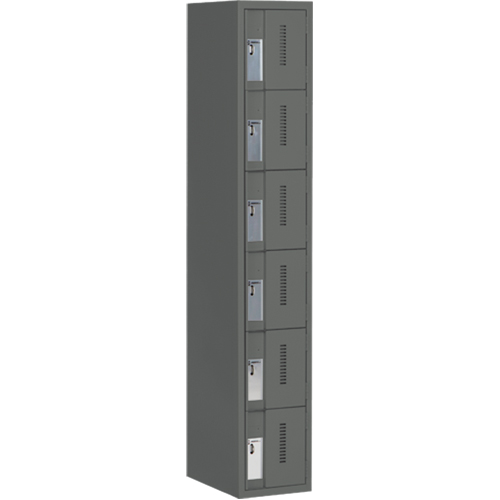 Concorde Heavy-Duty Lockers, 6 -tier, 12" x 18" x 72", Steel, Charcoal, Welded (Assembled) Nuna Depot Inc.