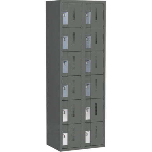 Concorde Heavy-Duty Lockers, 6 -tier, Bank of 2, 24" x 18" x 72", Steel, Charcoal, Welded (Assembled) Nuna Depot Inc.