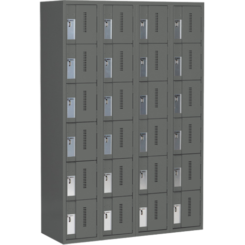 Concorde Heavy-Duty Lockers, 6 -tier, Bank of 4, 48" x 18" x 72", Steel, Charcoal, Welded (Assembled) Nuna Depot Inc.