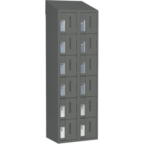 Concorde Heavy-Duty Lockers, 6 -tier, Bank of 2, 24" x 18" x 78", Steel, Charcoal, Welded (Assembled) Nuna Depot Inc.