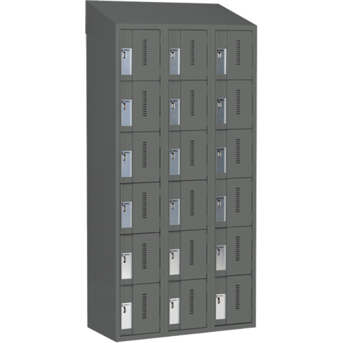 Concorde Heavy-Duty Lockers, 6 -tier, Bank of 3, 36" x 18" x 78", Steel, Charcoal, Welded (Assembled) Nuna Depot Inc.