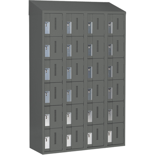 Concorde Heavy-Duty Lockers, 6 -tier, Bank of 4, 48" x 18" x 78", Steel, Charcoal, Welded (Assembled) Nuna Depot Inc.