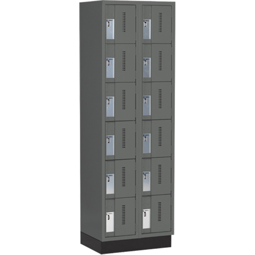 Concorde Heavy-Duty Lockers, 6 -tier, Bank of 2, 24" x 18" x 76", Steel, Charcoal, Welded (Assembled) Nuna Depot Inc.