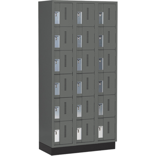 Concorde Heavy-Duty Lockers, 6 -tier, Bank of 3, 36" x 18" x 76", Steel, Charcoal, Welded (Assembled) Nuna Depot Inc.