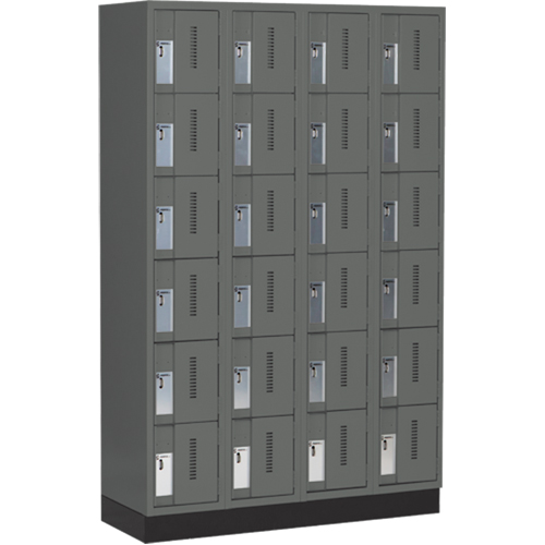 Concorde Heavy-Duty Lockers, 6 -tier, Bank of 4, 48" x 18" x 76", Steel, Charcoal, Welded (Assembled) Nuna Depot Inc.