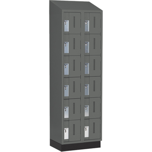 Concorde Heavy-Duty Lockers, 6 -tier, Bank of 2, 24" x 18" x 82", Steel, Charcoal, Welded (Assembled) Nuna Depot Inc.