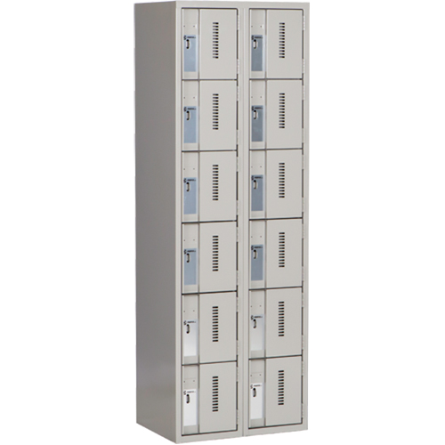 Concorde Heavy-Duty Lockers, 6 -tier, Bank of 2, 24" x 18" x 72", Steel, Grey, Welded (Assembled) Nuna Depot Inc.
