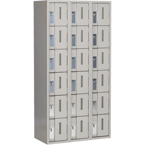 Concorde Heavy-Duty Lockers, 6 -tier, Bank of 3, 36" x 18" x 72", Steel, Grey, Welded (Assembled) Nuna Depot Inc.
