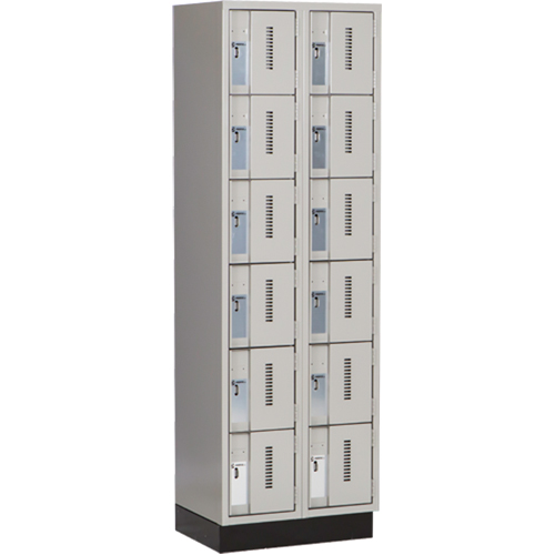 Concorde Heavy-Duty Lockers, 6 -tier, Bank of 2, 24" x 18" x 76", Steel, Grey, Welded (Assembled) Nuna Depot Inc.