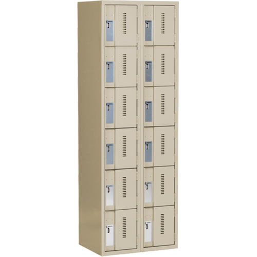 Concorde Heavy-Duty Lockers, 6 -tier, Bank of 2, 24" x 18" x 72", Steel, Beige, Welded (Assembled) Nuna Depot Inc.
