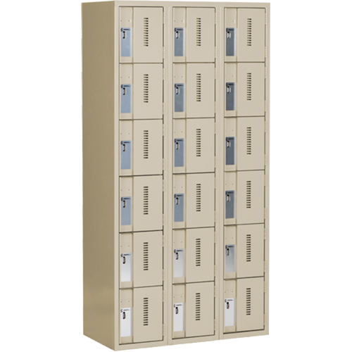 Concorde Heavy-Duty Lockers, 6 -tier, Bank of 3, 36" x 18" x 72", Steel, Beige, Welded (Assembled) Nuna Depot Inc.