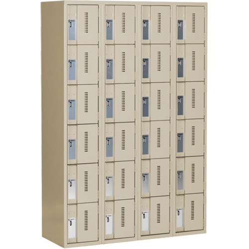 Concorde Heavy-Duty Lockers, 6 -tier, Bank of 4, 48" x 18" x 72", Steel, Beige, Welded (Assembled) Nuna Depot Inc.