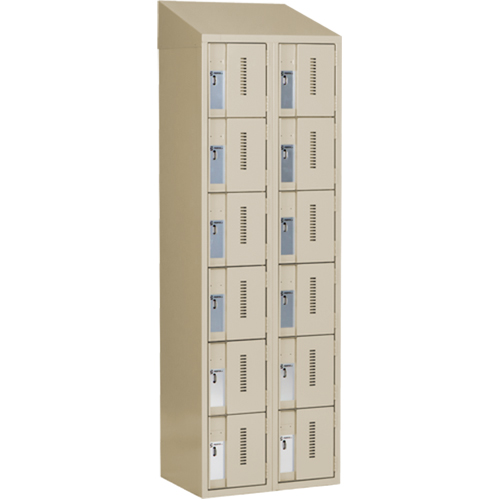 Concorde Heavy-Duty Lockers, 6 -tier, Bank of 2, 24" x 18" x 78", Steel, Beige, Welded (Assembled) Nuna Depot Inc.