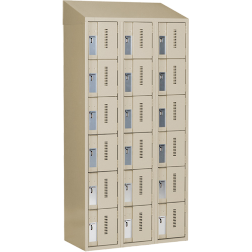 Concorde Heavy-Duty Lockers, 6 -tier, Bank of 3, 36" x 18" x 78", Steel, Beige, Welded (Assembled) Nuna Depot Inc.