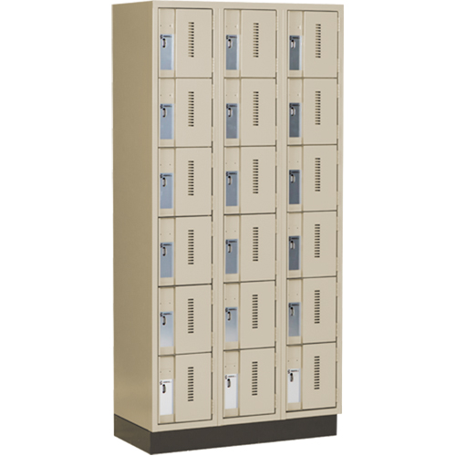 Concorde Heavy-Duty Lockers, 6 -tier, Bank of 3, 36" x 18" x 76", Steel, Beige, Welded (Assembled) Nuna Depot Inc.
