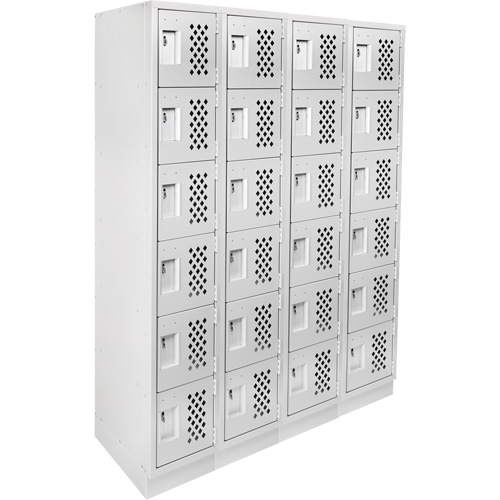 Assembled Clean Line Perforated Economy Lockers, 6 -tier, Bank of 4, 18" x 72" x 12", Steel Nuna Depot Inc.