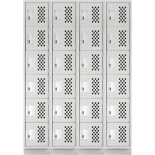 Assembled Clean Line Perforated Economy Lockers, 6 -tier, Bank of 4, 18" x 72" x 12", Steel Nuna Depot Inc.