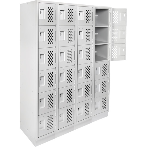 Assembled Clean Line Perforated Economy Lockers, 6 -tier, Bank of 4, 18" x 72" x 12", Steel Nuna Depot Inc.