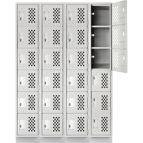 Assembled Clean Line Perforated Economy Lockers, 6 -tier, Bank of 4, 18" x 72" x 12", Steel Nuna Depot Inc.