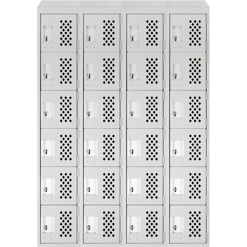 Assembled Clean Line Perforated Economy Lockers, 6 -tier, Bank of 4, 18" x 72" x 12", Steel Nuna Depot Inc.
