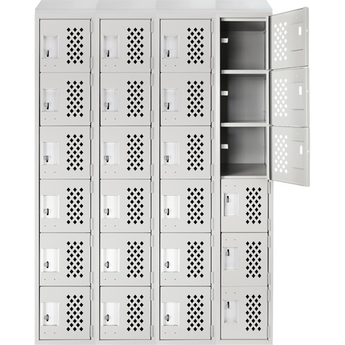 Assembled Clean Line Perforated Economy Lockers, 6 -tier, Bank of 4, 18" x 72" x 12", Steel Nuna Depot Inc.