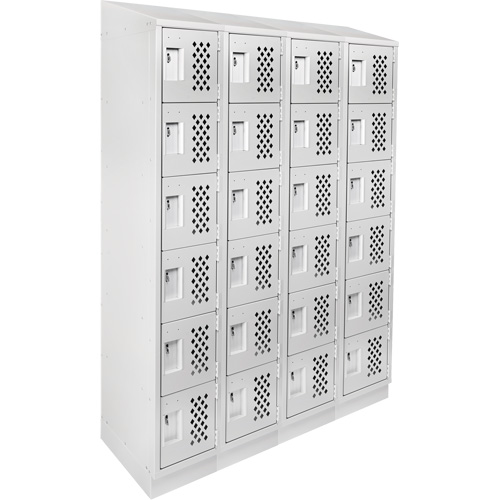 Assembled Clean Line Perforated Economy Lockers, 6 -tier, Bank of 4, 18" x 72" x 12", Steel Nuna Depot Inc.