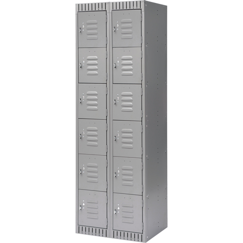 Lockers, 6 -tier, Bank of 2, 24" x 18" x 72", Steel, Grey, Knocked Down Nuna Depot Inc.