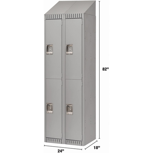 Casiers, 2 niveaux, Bloc de 2, 24" x 18" x 82", Acier, Gris, D&eacute;mont&eacute; Nuna Depot Inc.
