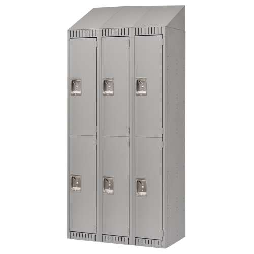 Casiers, 2 niveaux, Bloc de 3, 36" x 18" x 82", Acier, Gris, D&eacute;mont&eacute; Nuna Depot Inc.