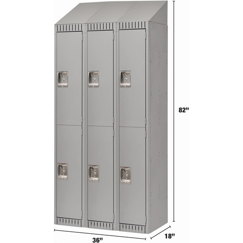 Casiers, 2 niveaux, Bloc de 3, 36" x 18" x 82", Acier, Gris, D&eacute;mont&eacute; Nuna Depot Inc.