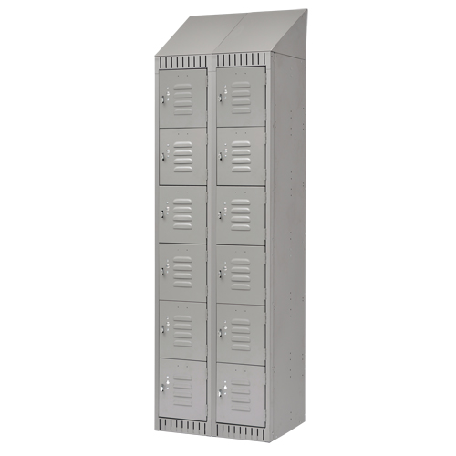 Lockers, 6 -tier, Bank of 2, 24" x 18" x 82", Steel, Grey, Knocked Down Nuna Depot Inc.