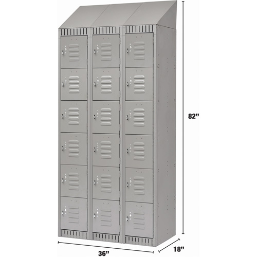Casiers, 6 niveaux, Bloc de 3, 36" x 18" x 82", Acier, Gris, D&eacute;mont&eacute; Nuna Depot Inc.