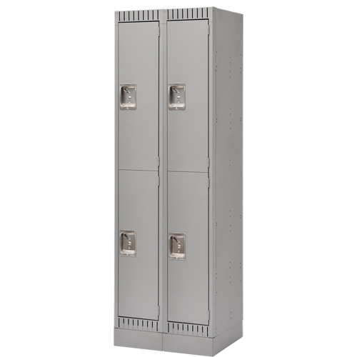 Assembled Lockers, 2 -tier, Bank of 2, 24" x 18" x 72", Steel, Grey, Rivet (Assembled) Nuna Depot Inc.
