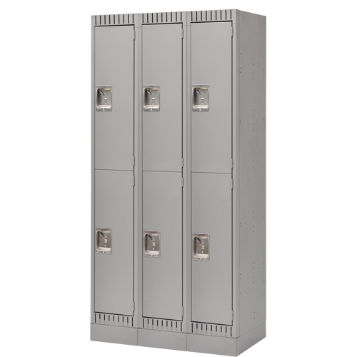 Casiers assembl&eacute;s, 2 niveaux, Bloc de 3, 36" x 18" x 72", Acier, Gris, Rivet (assembl&eacute;) Nuna Depot Inc.