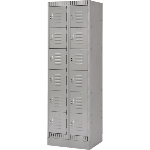 Lockers, 6 -tier, Bank of 2, 24" x 18" x 76", Steel, Grey, Knocked Down Nuna Depot Inc.