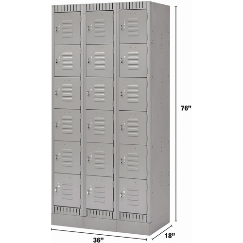 Casiers, 6 niveaux, Bloc de 3, 36" x 18" x 76", Acier, Gris, D&eacute;mont&eacute; Nuna Depot Inc.