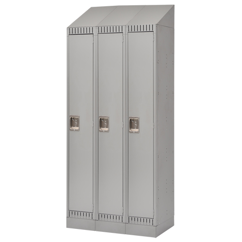 Assembled Lockers, Bank of 3, 36" x 18" x 72", Steel, Grey, Rivet (Assembled) Nuna Depot Inc.
