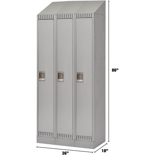 Lockers, Bank of 3, 36" x 18" x 86", Steel, Grey, Knocked Down Nuna Depot Inc.