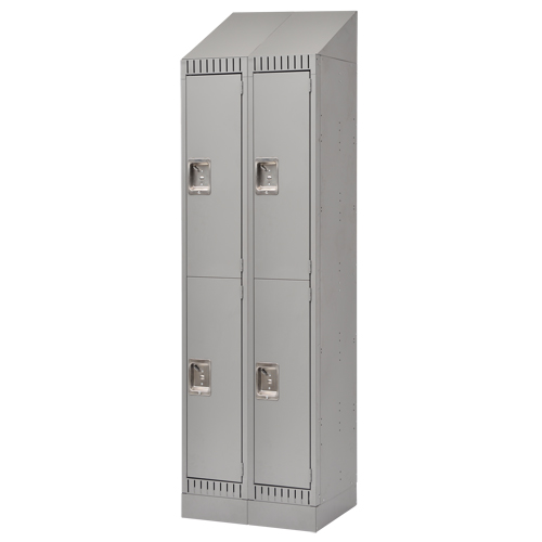 Assembled Lockers, 2 -tier, Bank of 2, 24" x 18" x 72", Steel, Grey, Rivet (Assembled) Nuna Depot Inc.