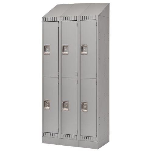 Lockers, 2 -tier, Bank of 3, 36" x 18" x 86", Steel, Grey, Knocked Down Nuna Depot Inc.