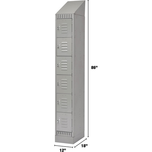 Lockers, 6 -tier, 12" x 18" x 86", Steel, Grey, Knocked Down Nuna Depot Inc.