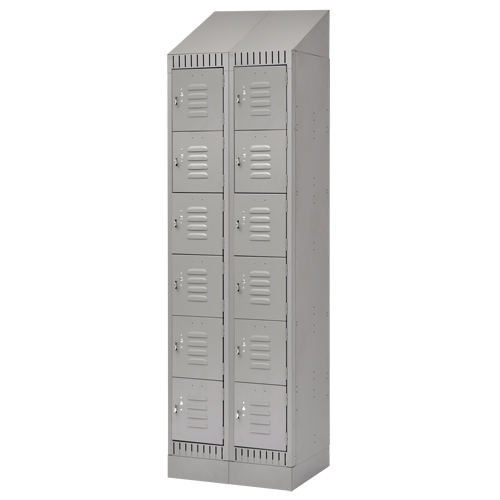 Lockers, 6 -tier, Bank of 2, 24" x 18" x 86", Steel, Grey, Knocked Down Nuna Depot Inc.