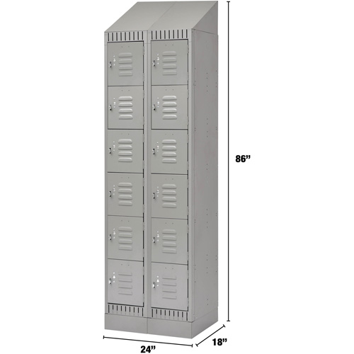 Lockers, 6 -tier, Bank of 2, 24" x 18" x 86", Steel, Grey, Knocked Down Nuna Depot Inc.